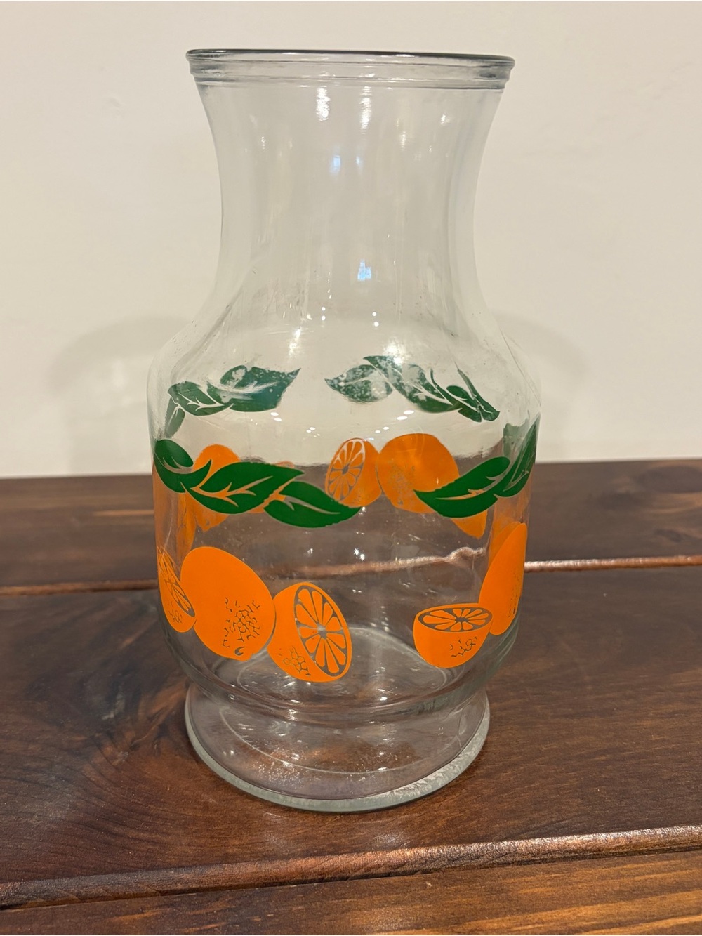 Vintage Anchor Hocking Orange Juice Carafe Pitcher Glass 1987 Citrus Retro